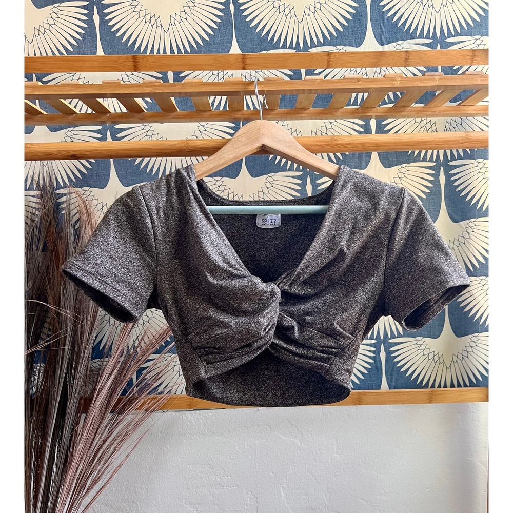 Oh Polly Brown Twist Front Cropped Top